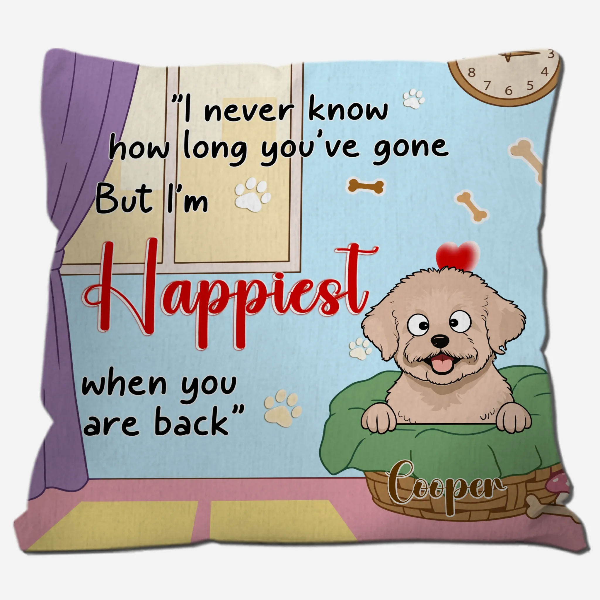 Happiest When You’re Back Quote Pillow – Custom Dog Art Best Gifts For Dog Lovers - 89Prints