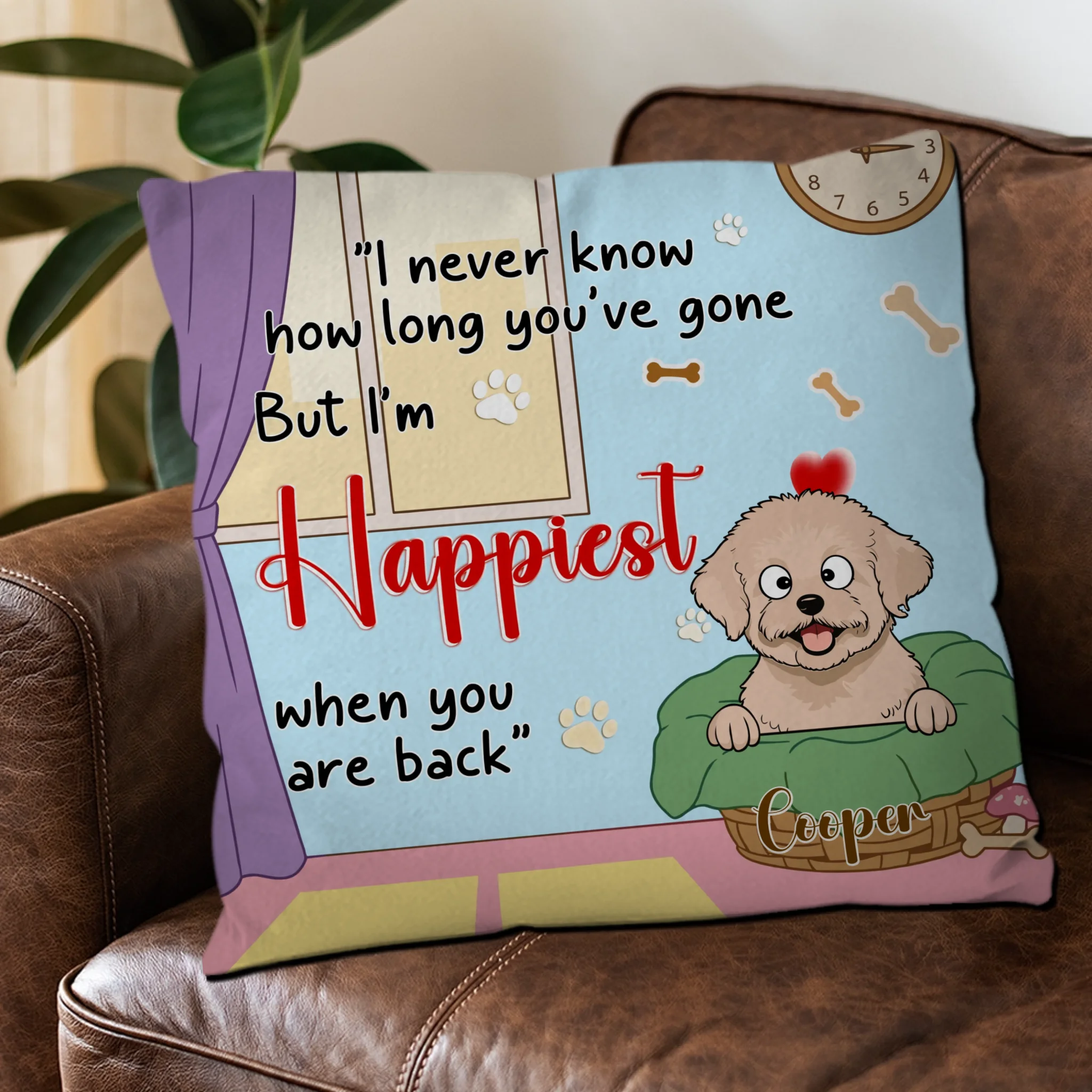Happiest When You’re Back Quote Pillow – Custom Dog Art Best Gifts For Dog Lovers - 89Prints