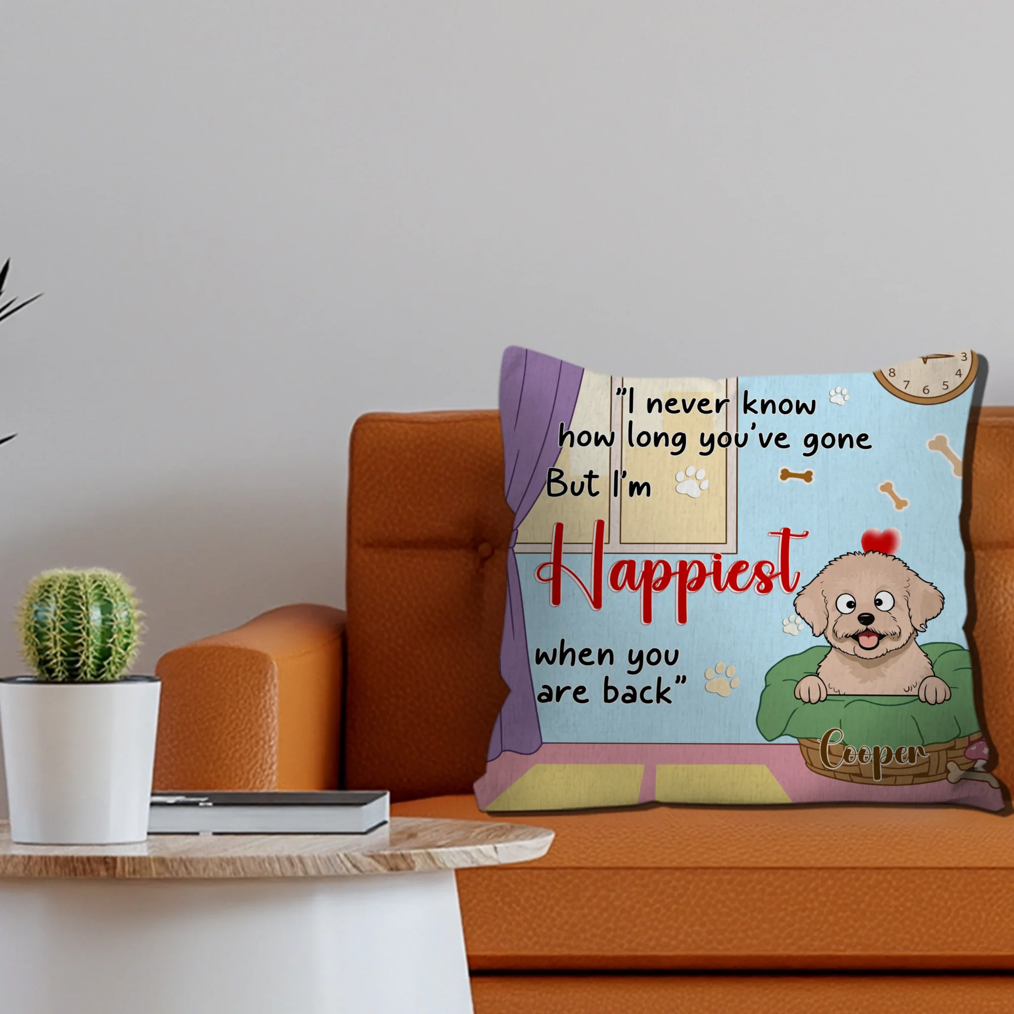 Happiest When You’re Back Quote Pillow – Custom Dog Art Best Gifts For Dog Lovers - 89Prints