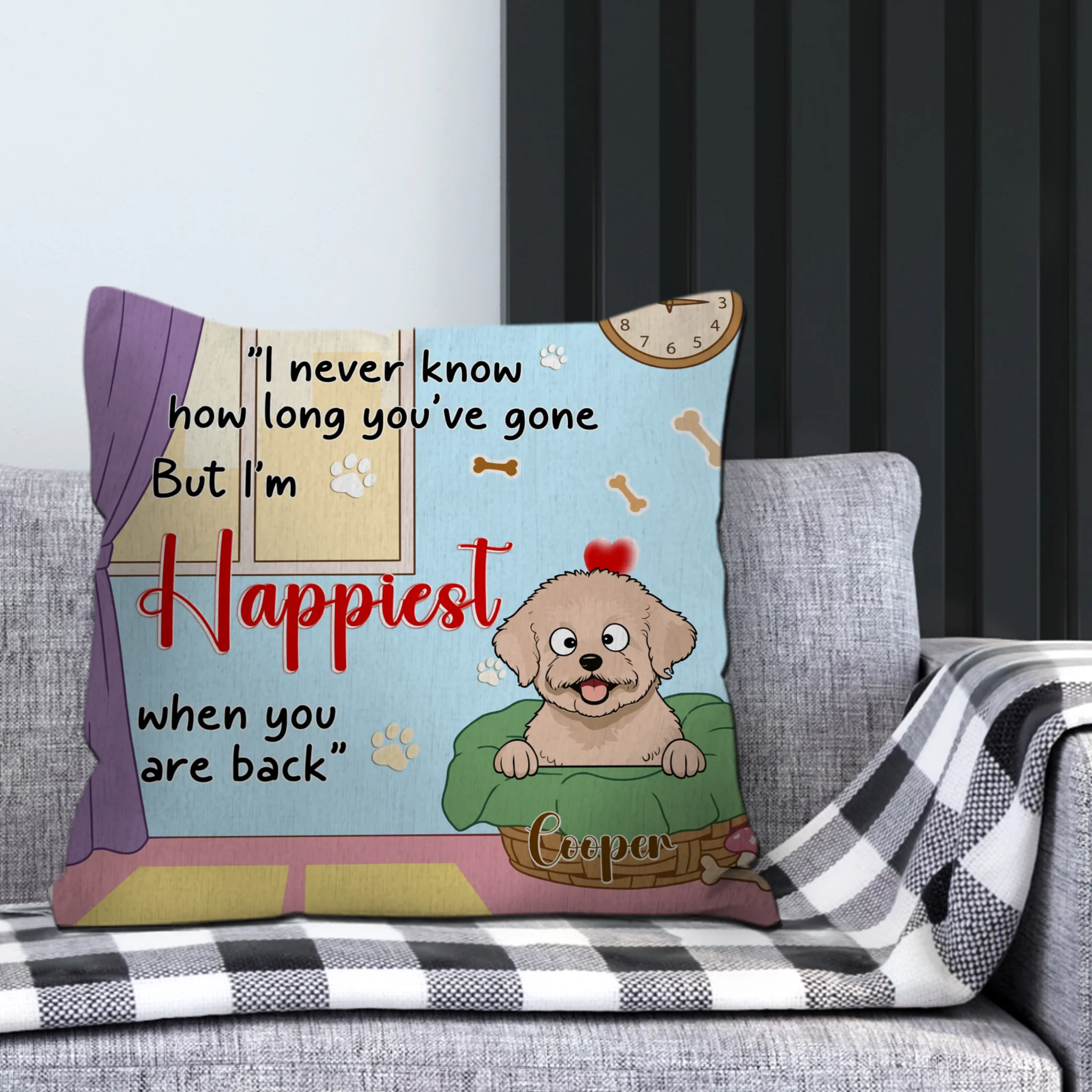 Happiest When You’re Back Quote Pillow – Custom Dog Art Best Gifts For Dog Lovers - 89Prints
