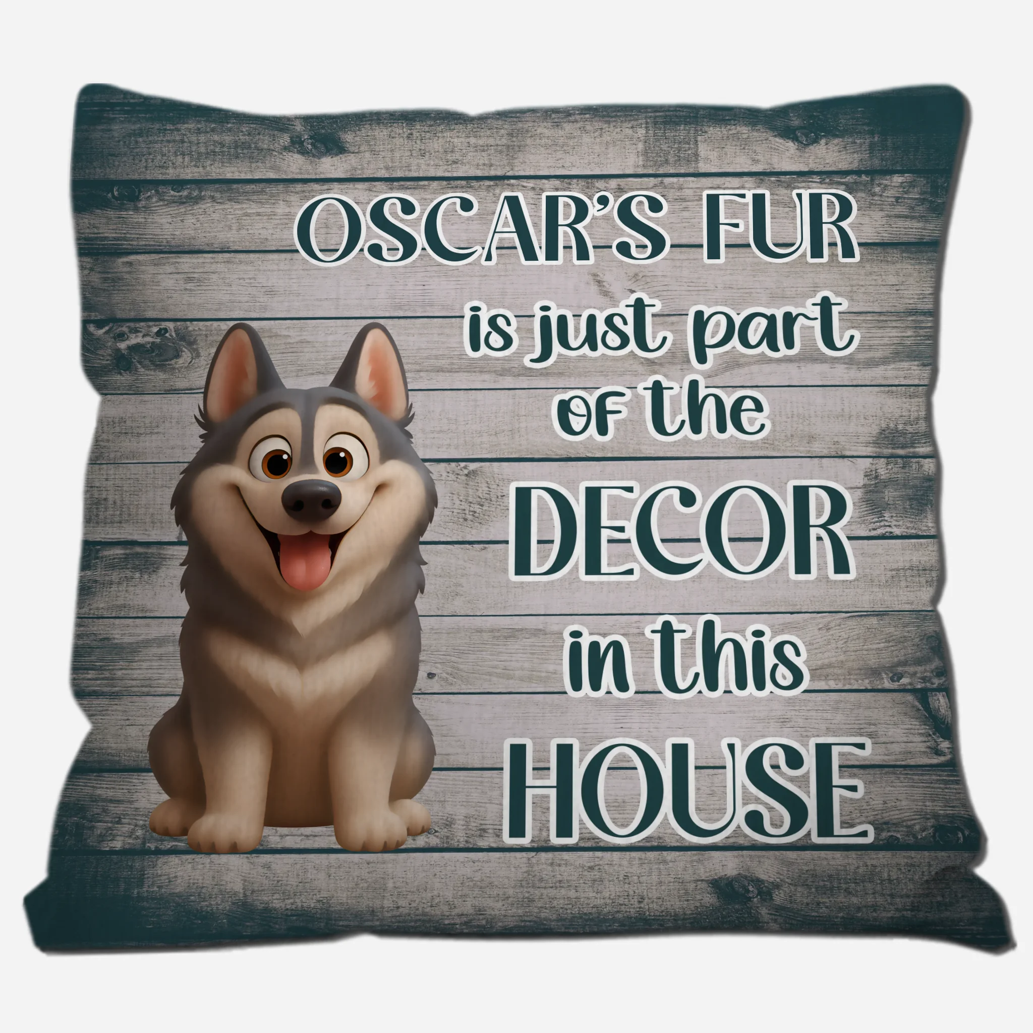 Funny Dog Fur Decor Quote Pillow – Custom Dog Image & Name, Dog Lover Gift - 89Prints
