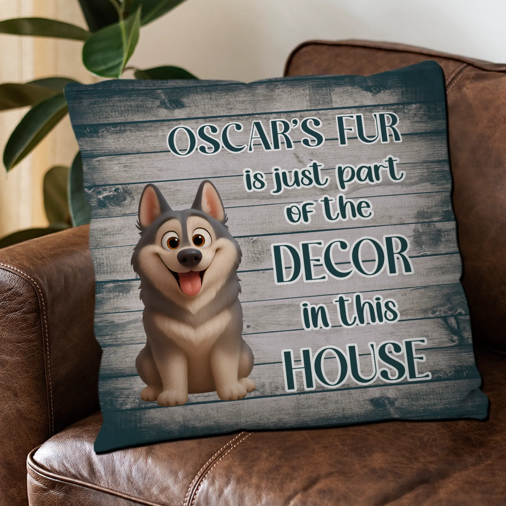 Funny Dog Fur Decor Quote Pillow – Custom Dog Image & Name, Dog Lover Gift - 89Prints