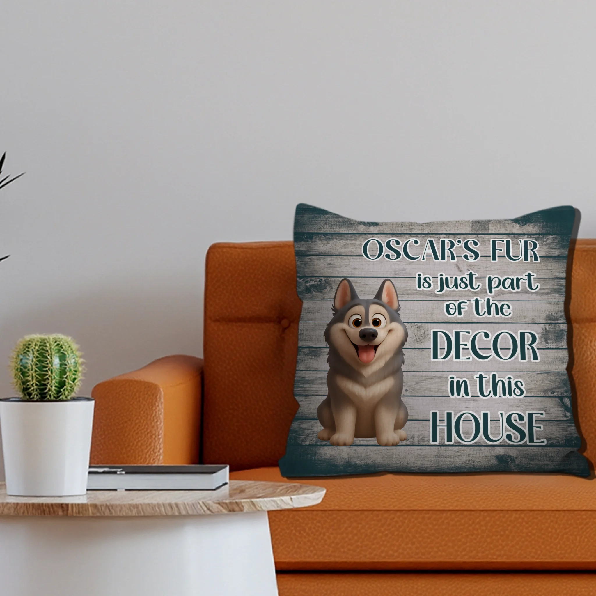 Funny Dog Fur Decor Quote Pillow – Custom Dog Image & Name, Dog Lover Gift - 89Prints