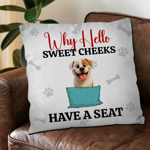 Why Hello Sweet Cheeks – Individualized Dog Illustration & Name Pillow Gift for Dog Lovers - 89Prints