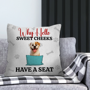 Why Hello Sweet Cheeks – Individualized Dog Illustration & Name Pillow Gift for Dog Lovers - 89Prints