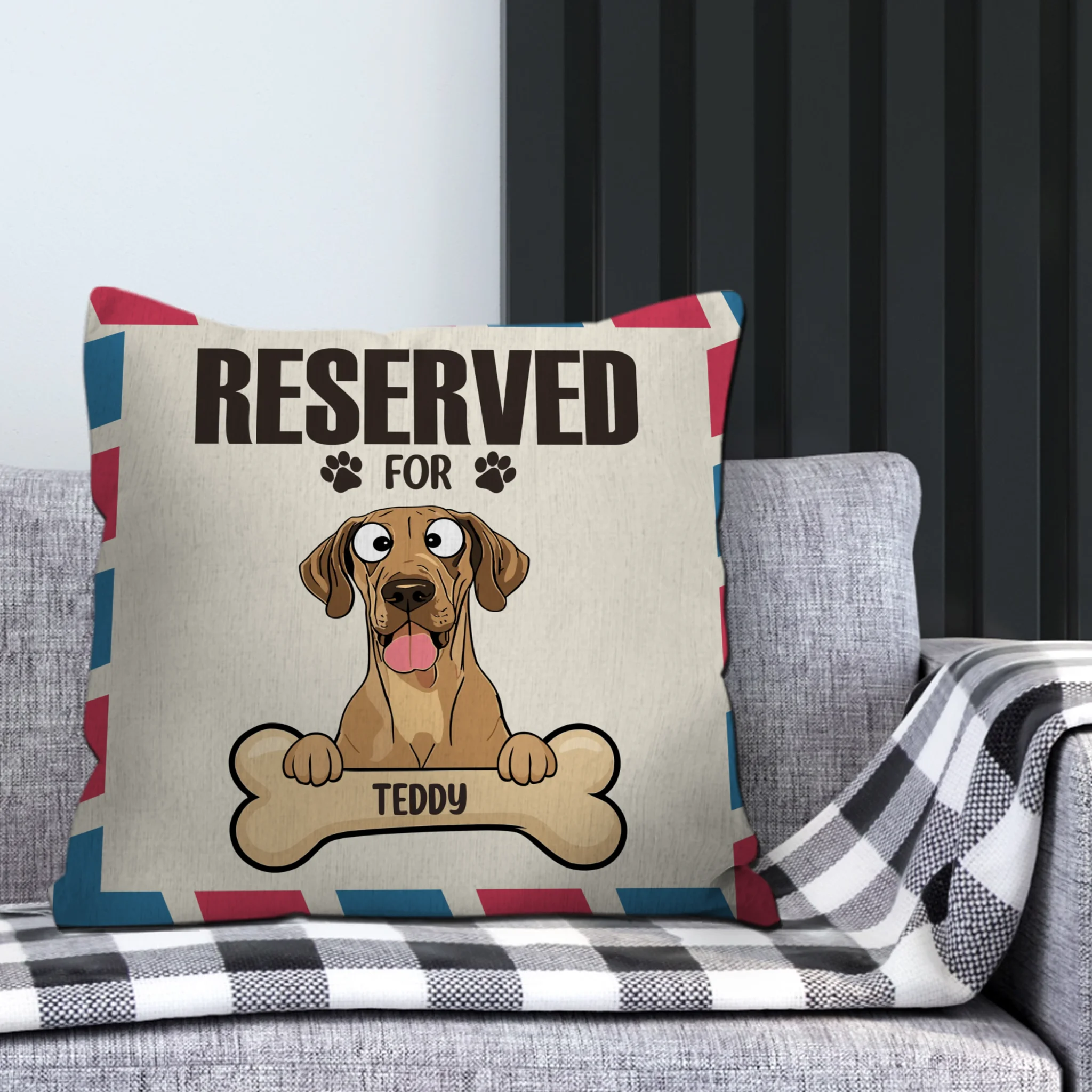 Reserved For Teddy Pillow - Cherished Personalized Gift For Dog Lovers - 89Prints
