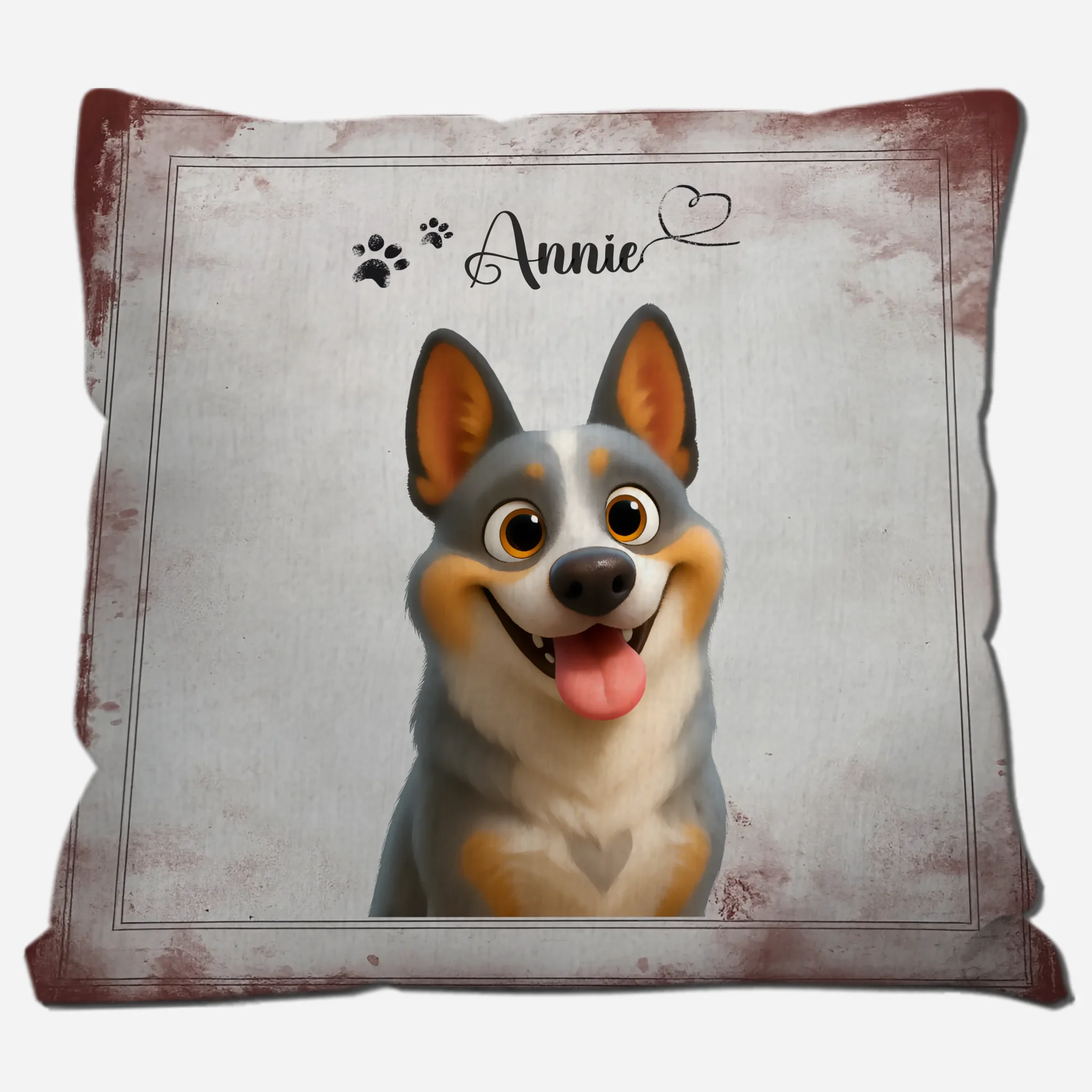 Paw Print & Heart Name Pillow – Adjustable Dog Art & Name, Gift for Dog Owers - 89Prints