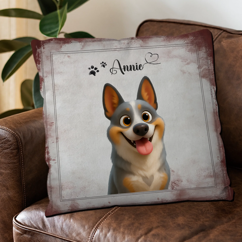Paw Print & Heart Name Pillow – Adjustable Dog Art & Name, Gift for Dog Owers - 89Prints