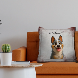 Paw Print & Heart Name Pillow – Adjustable Dog Art & Name, Gift for Dog Owers - 89Prints