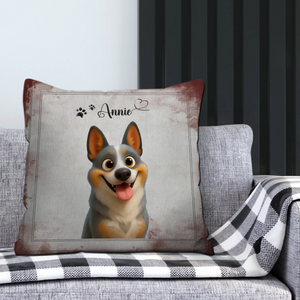 Paw Print & Heart Name Pillow – Adjustable Dog Art & Name, Gift for Dog Owers - 89Prints
