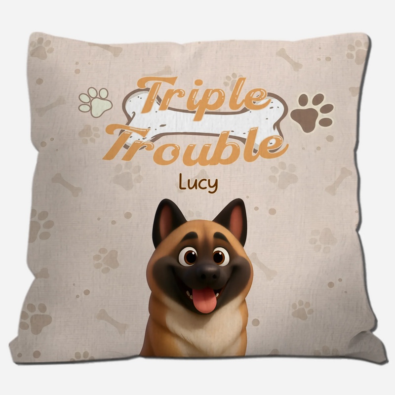 Triple Trouble Pillow - Tailored Personalized Gift For Dog Owners - 89Prints