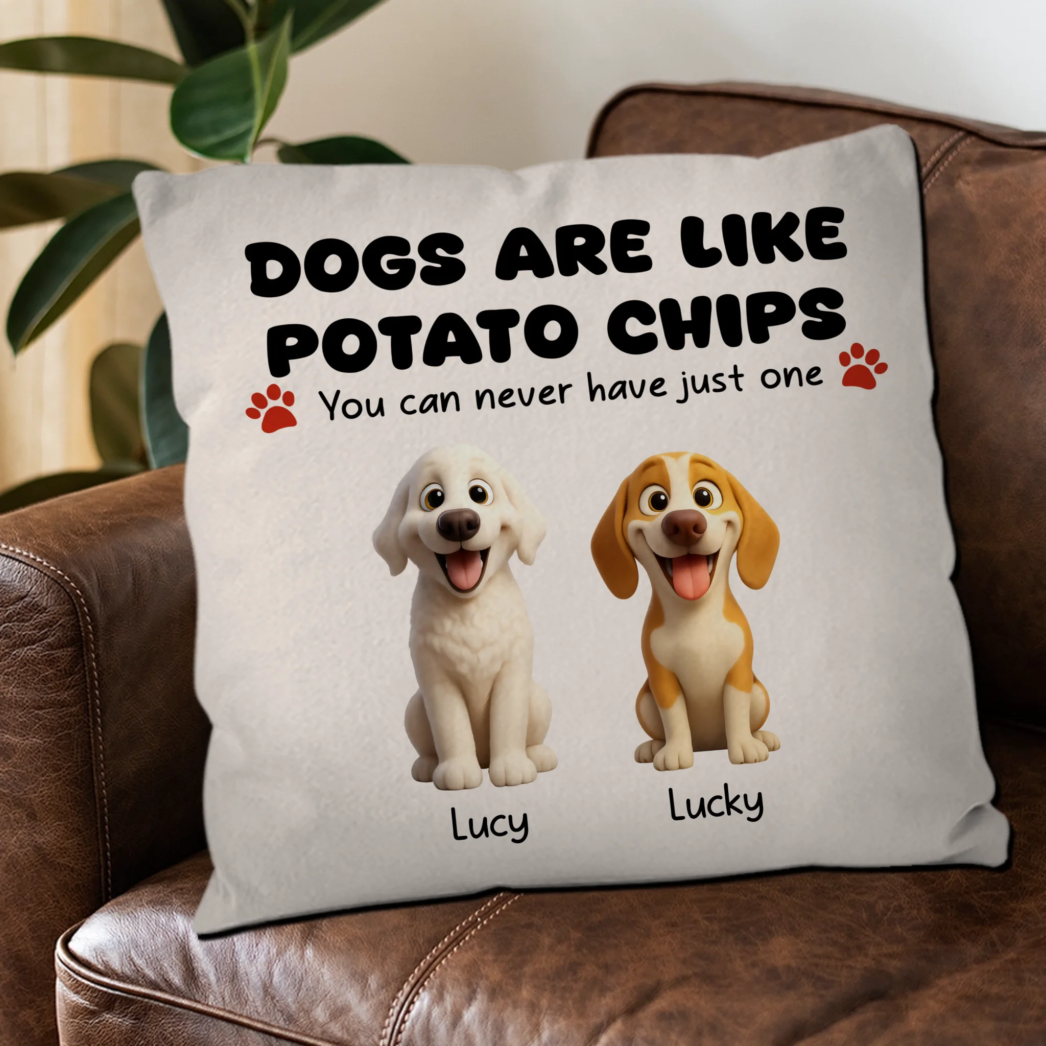 You Can Never Have Just One Quote – Custom Multiple Dog Art & Names Pillow - 89Prints