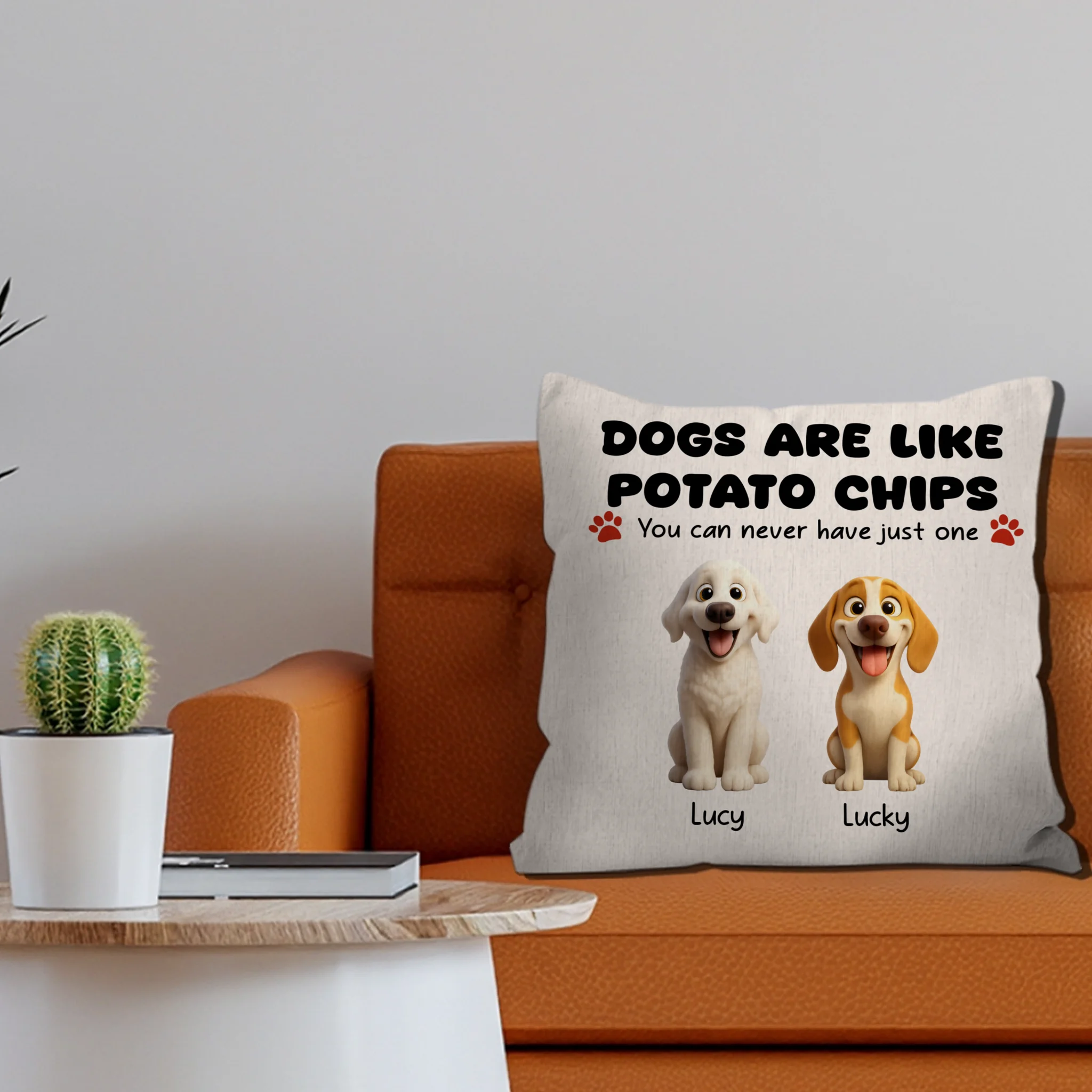 You Can Never Have Just One Quote – Custom Multiple Dog Art & Names Pillow - 89Prints