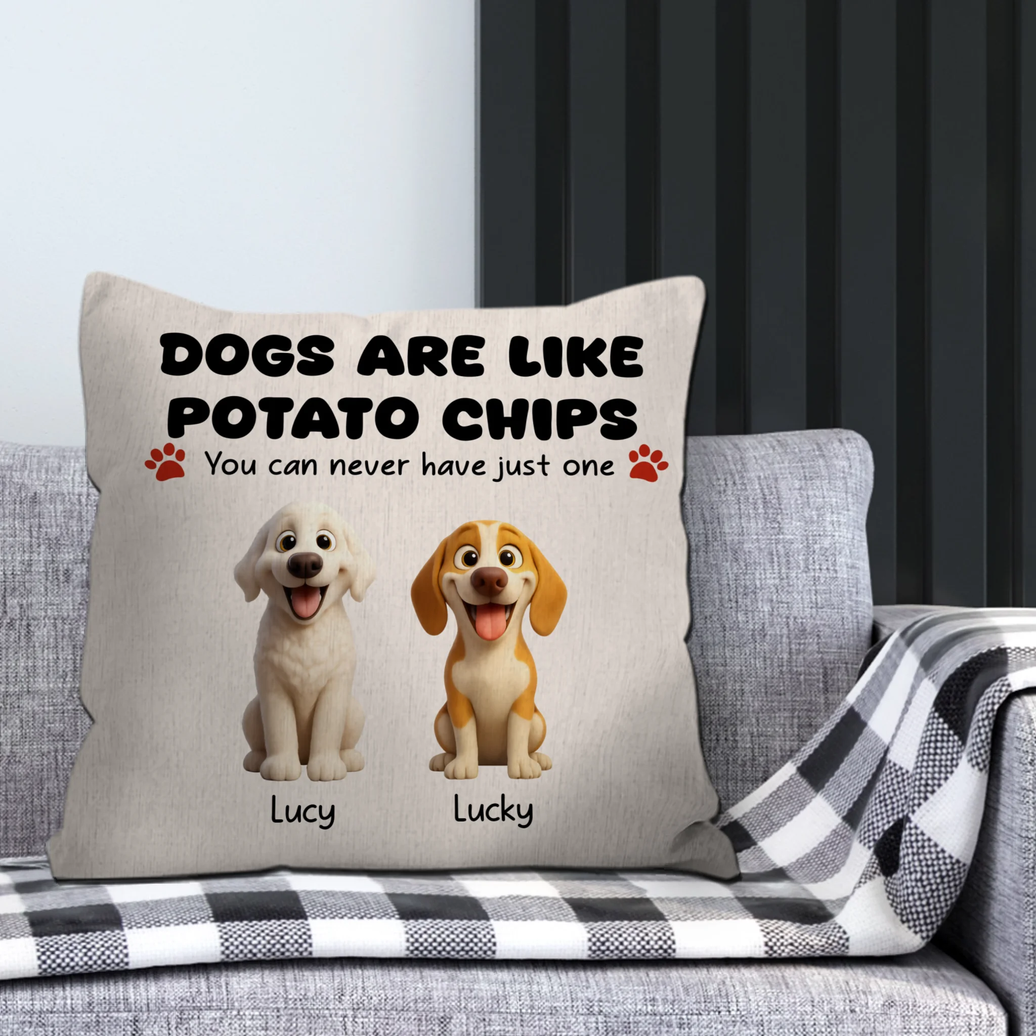 You Can Never Have Just One Quote – Custom Multiple Dog Art & Names Pillow - 89Prints