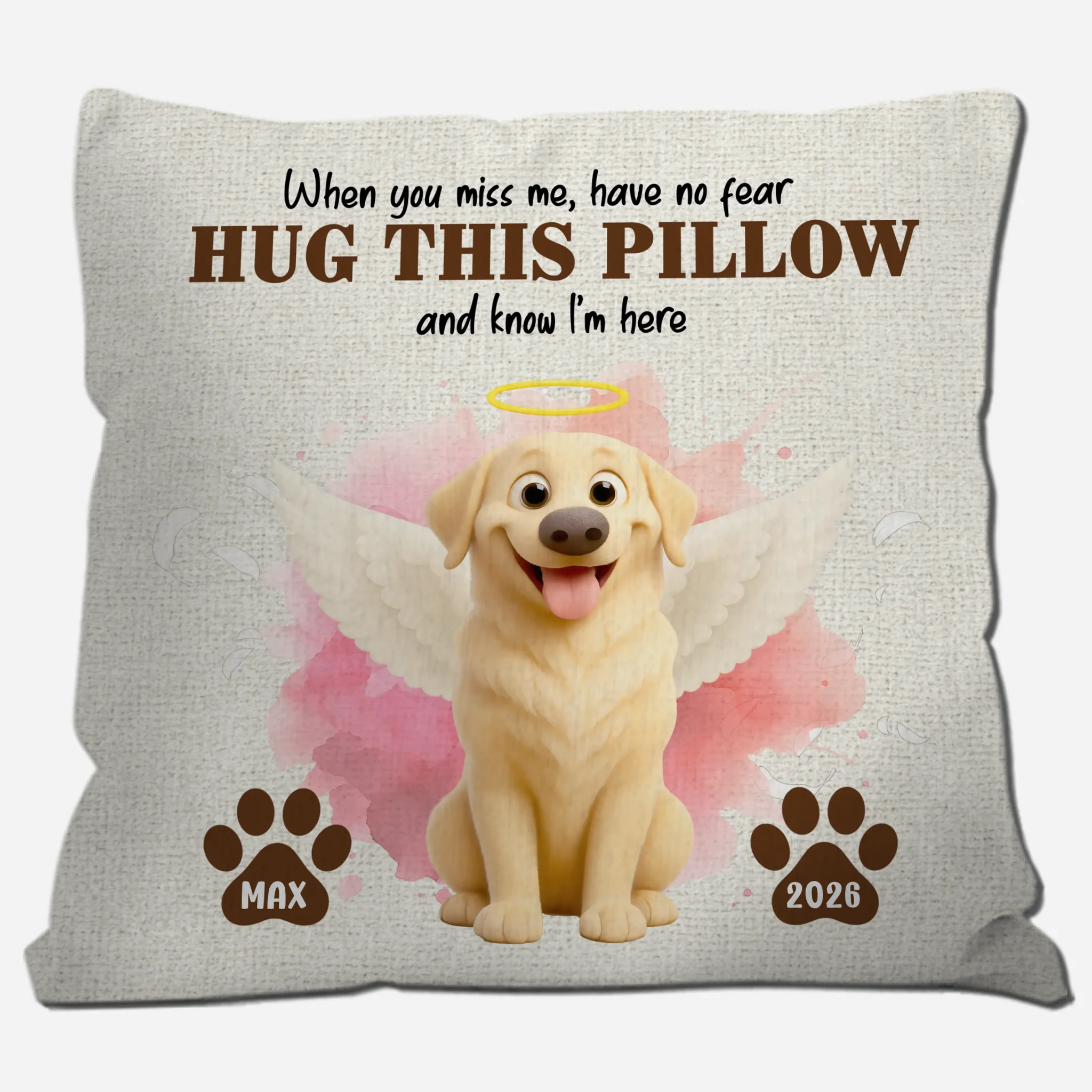 Hug This Pillow Angel Dog Quote Pillow – Custom Dog Image & Name Customizable - 89Prints