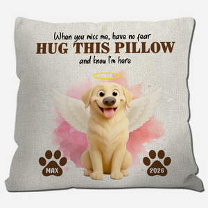 Hug This Pillow Angel Dog Quote Pillow – Custom Dog Image & Name Customizable - 89Prints