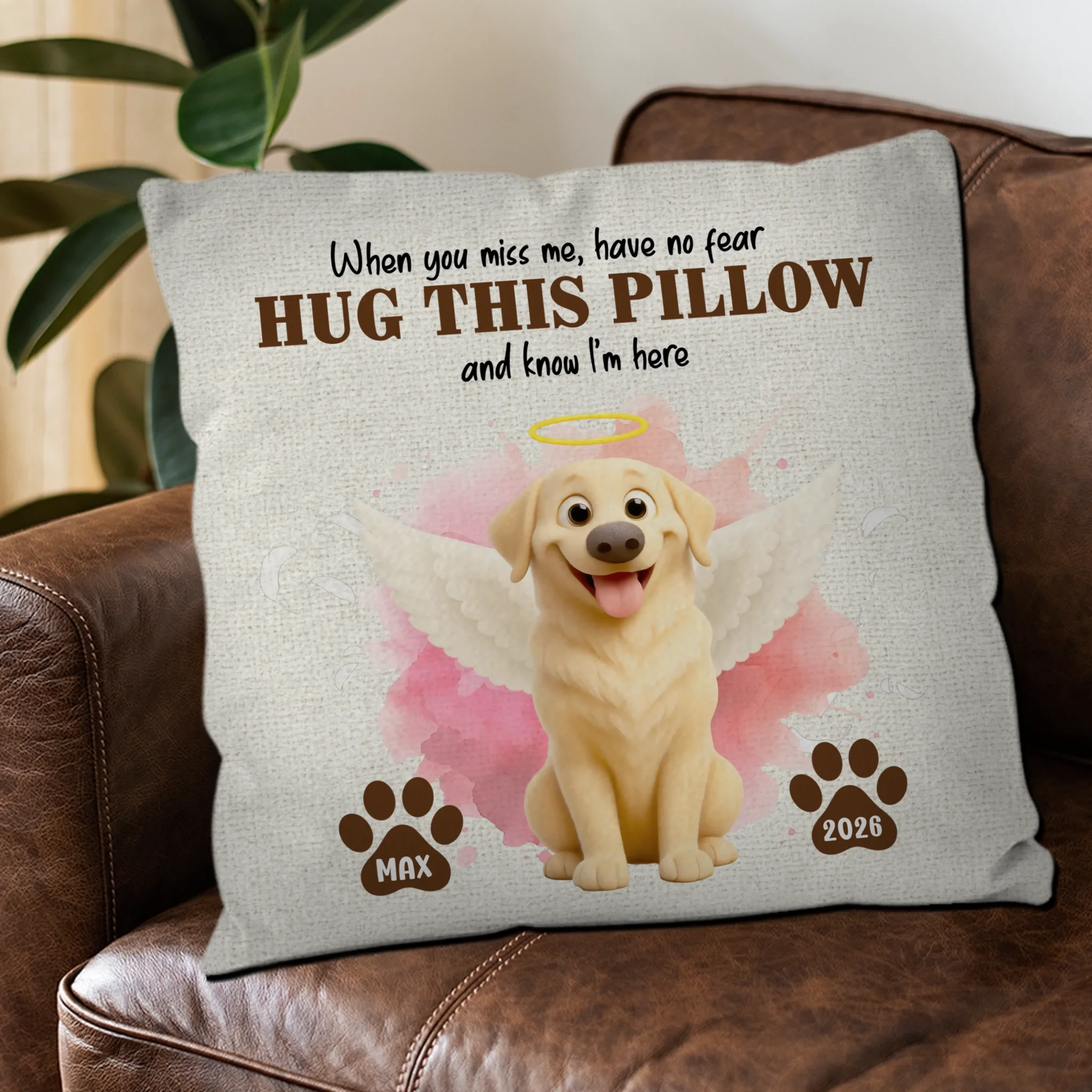 Hug This Pillow Angel Dog Quote Pillow – Custom Dog Image & Name Customizable - 89Prints