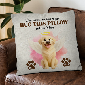 Hug This Pillow Angel Dog Quote Pillow – Custom Dog Image & Name Customizable - 89Prints