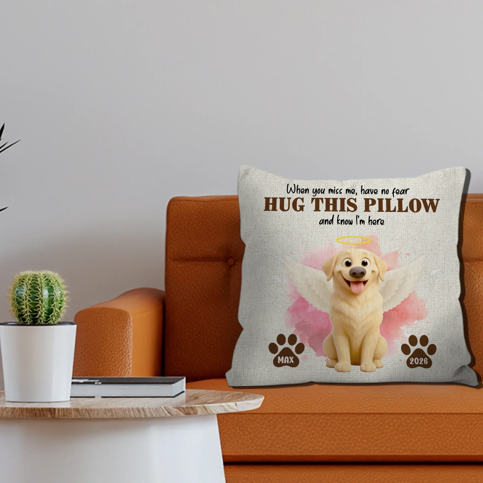 Hug This Pillow Angel Dog Quote Pillow – Custom Dog Image & Name Customizable - 89Prints
