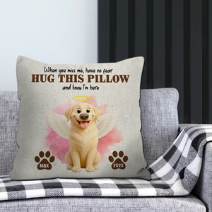 Hug This Pillow Angel Dog Quote Pillow – Custom Dog Image & Name Customizable - 89Prints