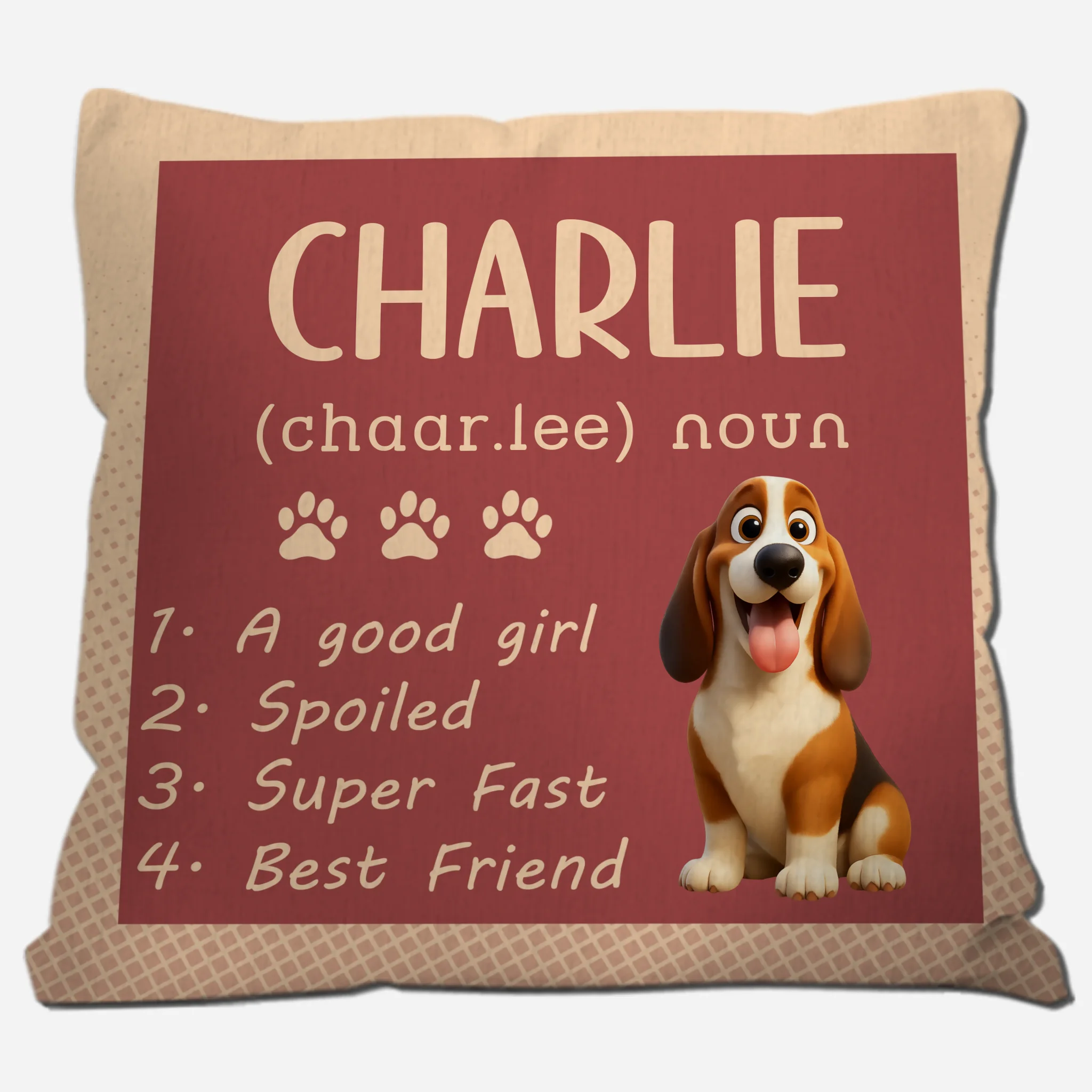 Dog Dictionary Style Name Pillow – Custom Dog Illustration & Name, Perfect Gift for Dog Lovers - 89Prints