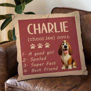 Dog Dictionary Style Name Pillow – Custom Dog Illustration & Name, Perfect Gift for Dog Lovers - 89Prints