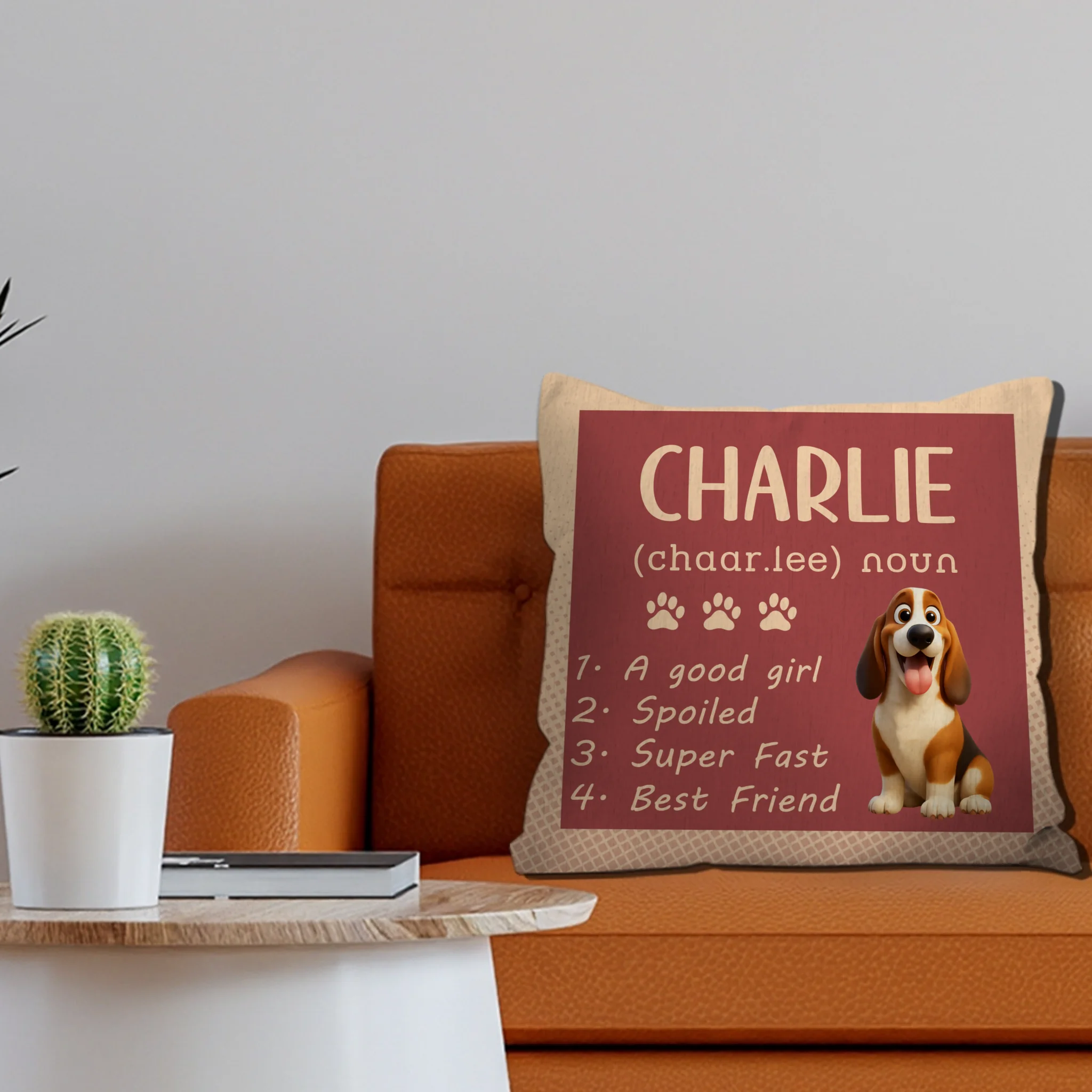 Dog Dictionary Style Name Pillow – Custom Dog Illustration & Name, Perfect Gift for Dog Lovers - 89Prints