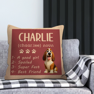 Dog Dictionary Style Name Pillow – Custom Dog Illustration & Name, Perfect Gift for Dog Lovers - 89Prints