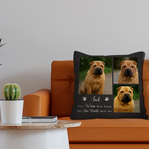 Your Wings Were Ready But Our Hearts Were Not Dog Pillow - Unique Dog Photos & Name, Heartfelt Gift for Dog Lovers - 89Prints