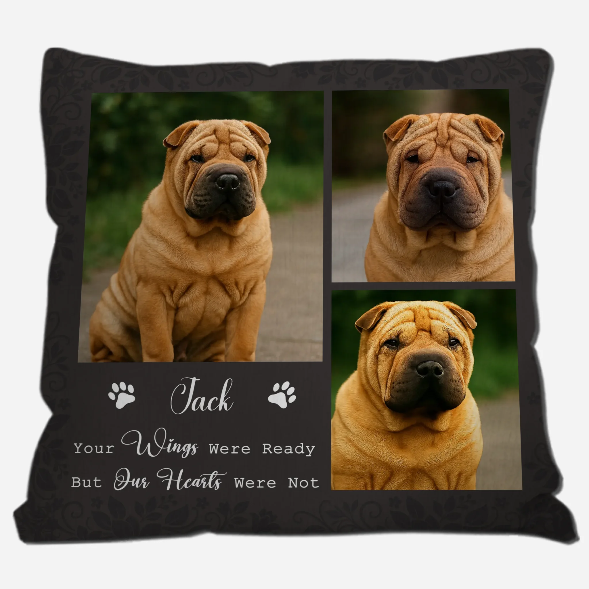 Your Wings Were Ready But Our Hearts Were Not Dog Pillow - Unique Dog Photos & Name, Heartfelt Gift for Dog Lovers - 89Prints