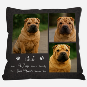 Your Wings Were Ready But Our Hearts Were Not Dog Pillow - Unique Dog Photos & Name, Heartfelt Gift for Dog Lovers - 89Prints