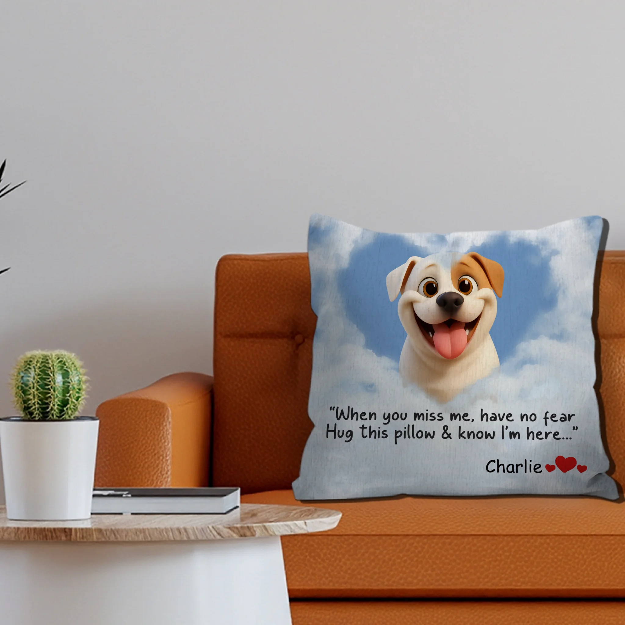 Cloud Heart Style Dog Pillow – Custom Dog Illustration & Name, Special Gift for Dog Lovers - 89Prints