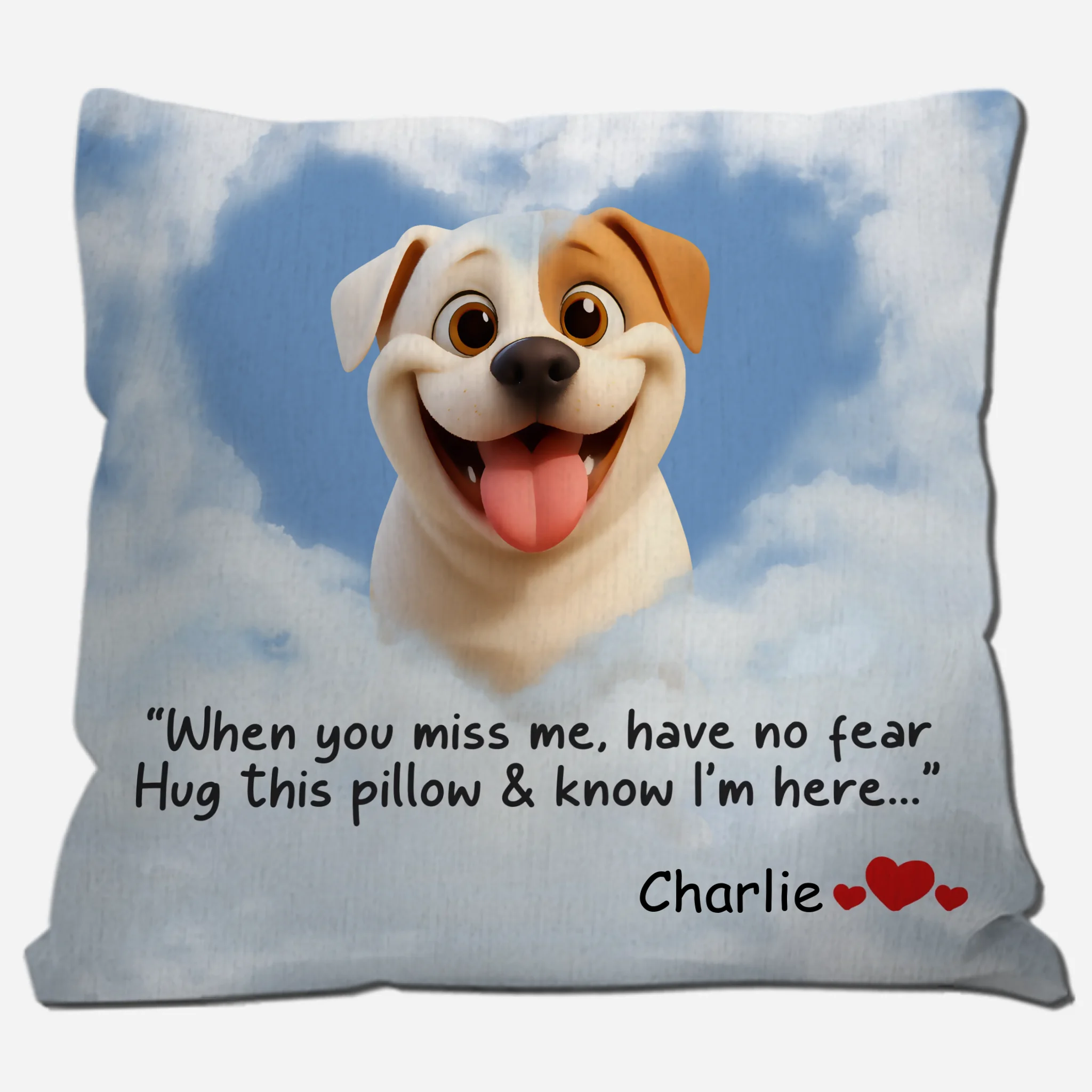 Cloud Heart Style Dog Pillow – Custom Dog Illustration & Name, Special Gift for Dog Lovers - 89Prints