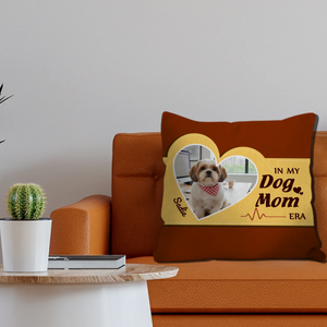 Dog Mom Era Heart Frame Pillow – Personalized Dog Photo & Name, Unique Gift For Dog Owners - 89Prints