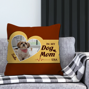 Dog Mom Era Heart Frame Pillow – Personalized Dog Photo & Name, Unique Gift For Dog Owners - 89Prints