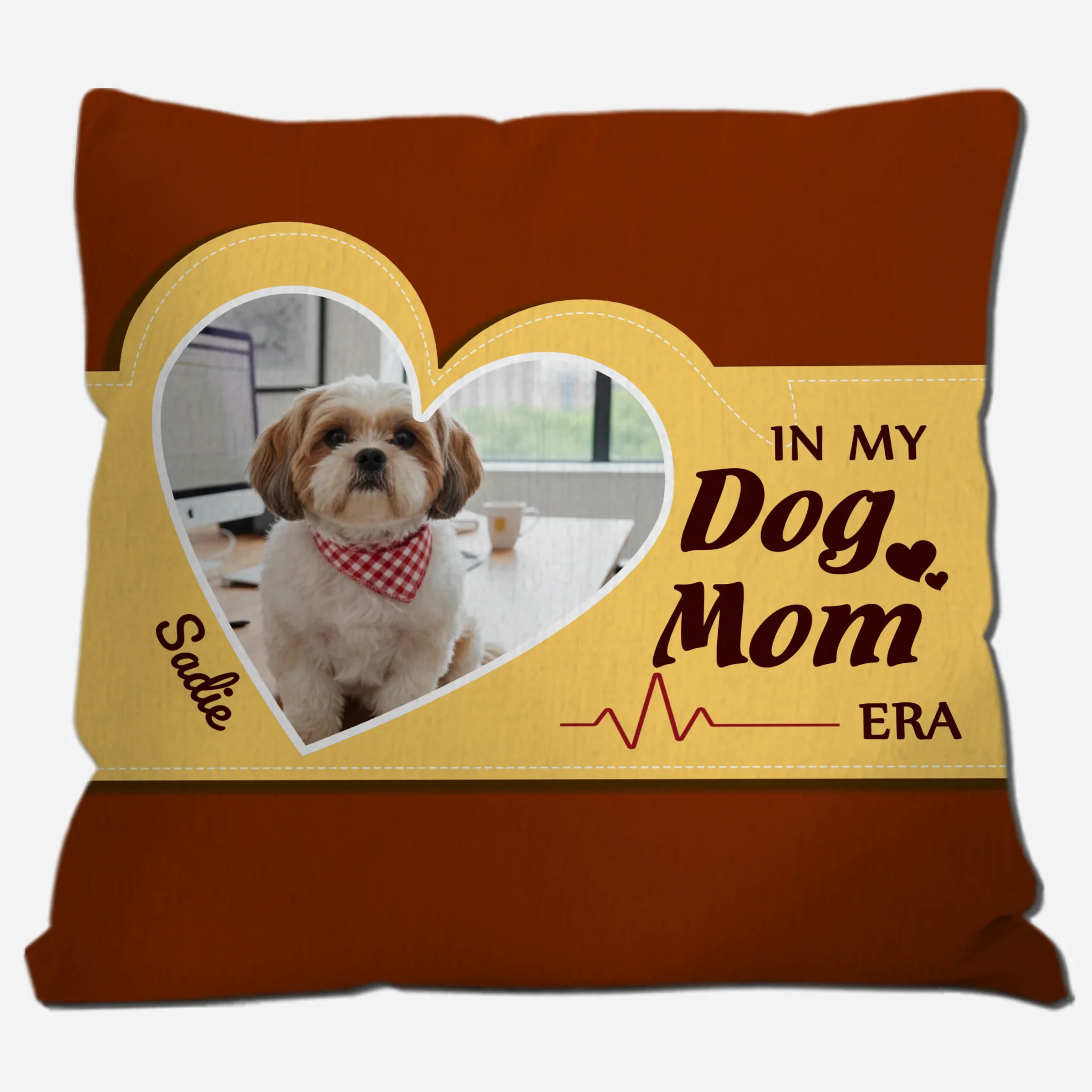 Dog Mom Era Heart Frame Pillow – Personalized Dog Photo & Name, Unique Gift For Dog Owners - 89Prints