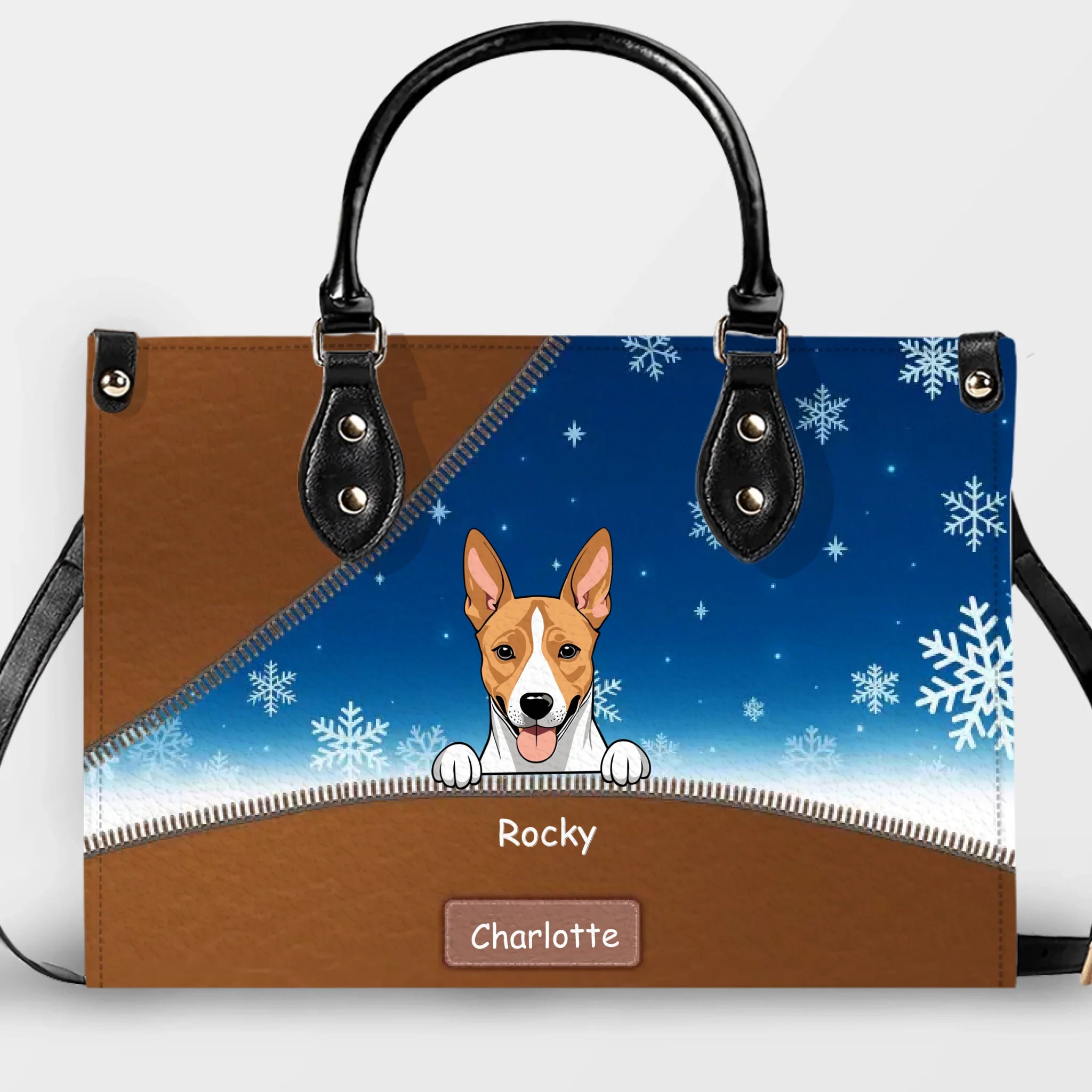 Curious Dogs Over The Edge Handbag – Personalized Pet Art & Name Handbag For Dog Lovers - 89Prints