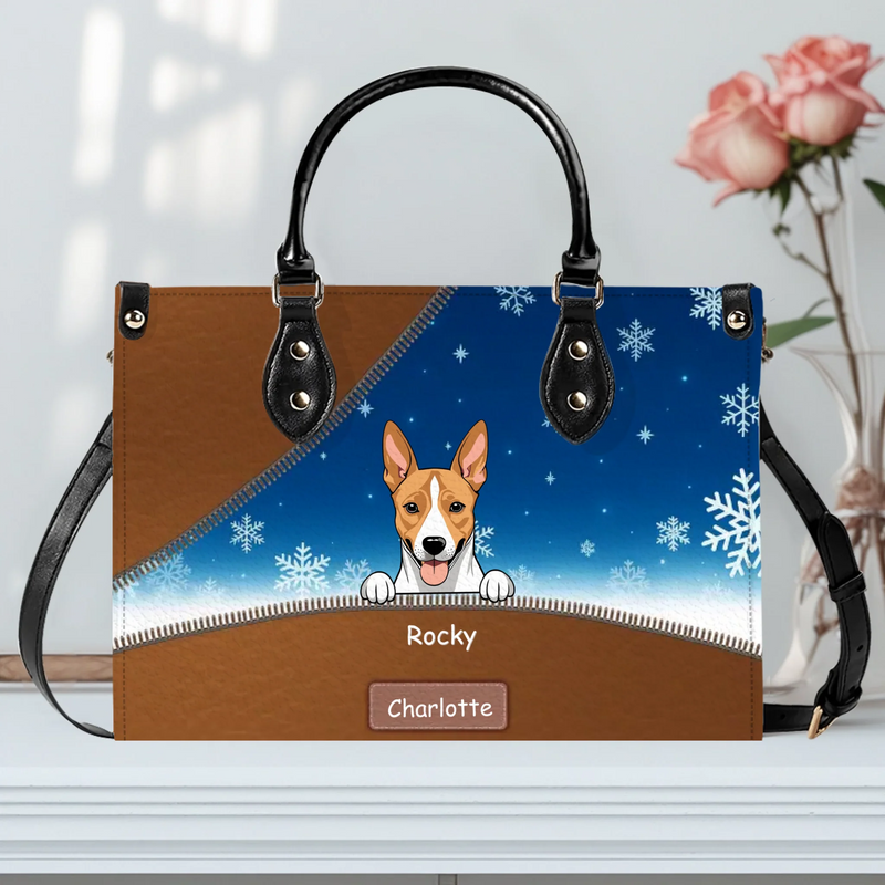 Curious Dogs Over The Edge Handbag – Personalized Pet Art & Name Handbag For Dog Lovers - 89Prints