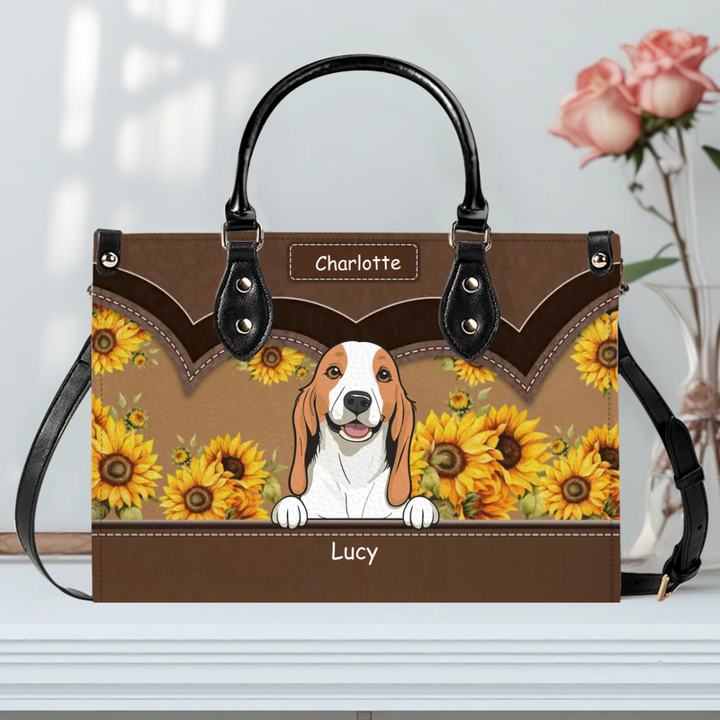 Sunflower Garden Dog Line-Up Handbag – Individualized Dog Art & Name - 89Prints