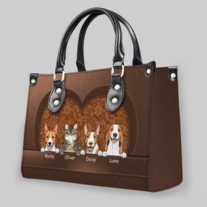 Romantic Heart Cut Pet Artwork Handbag – Individualized Dog Art & Names - 89Prints