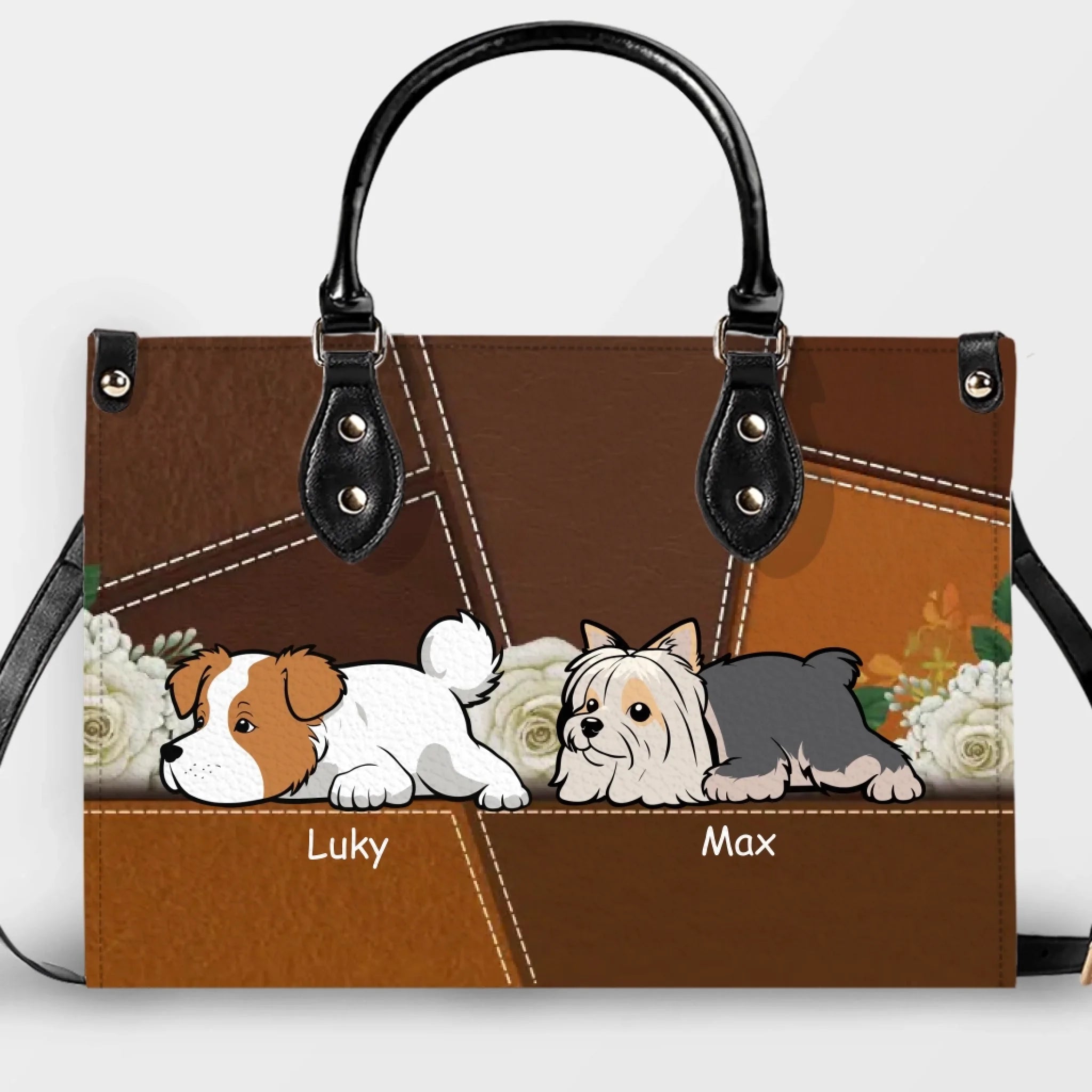 Cozy Resting Dogs Illustration Handbag – Custom Dog Art & Name - 89Prints