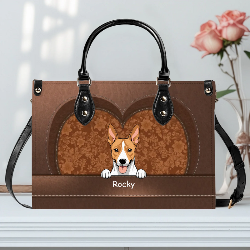 Romantic Heart Cut Pet Artwork Handbag – Individualized Dog Art & Names - 89Prints