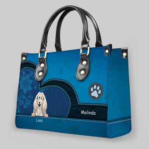 Heart-Shaped Patch & Paw Badge Handbag – Personalized Dog Art & Name - 89Prints