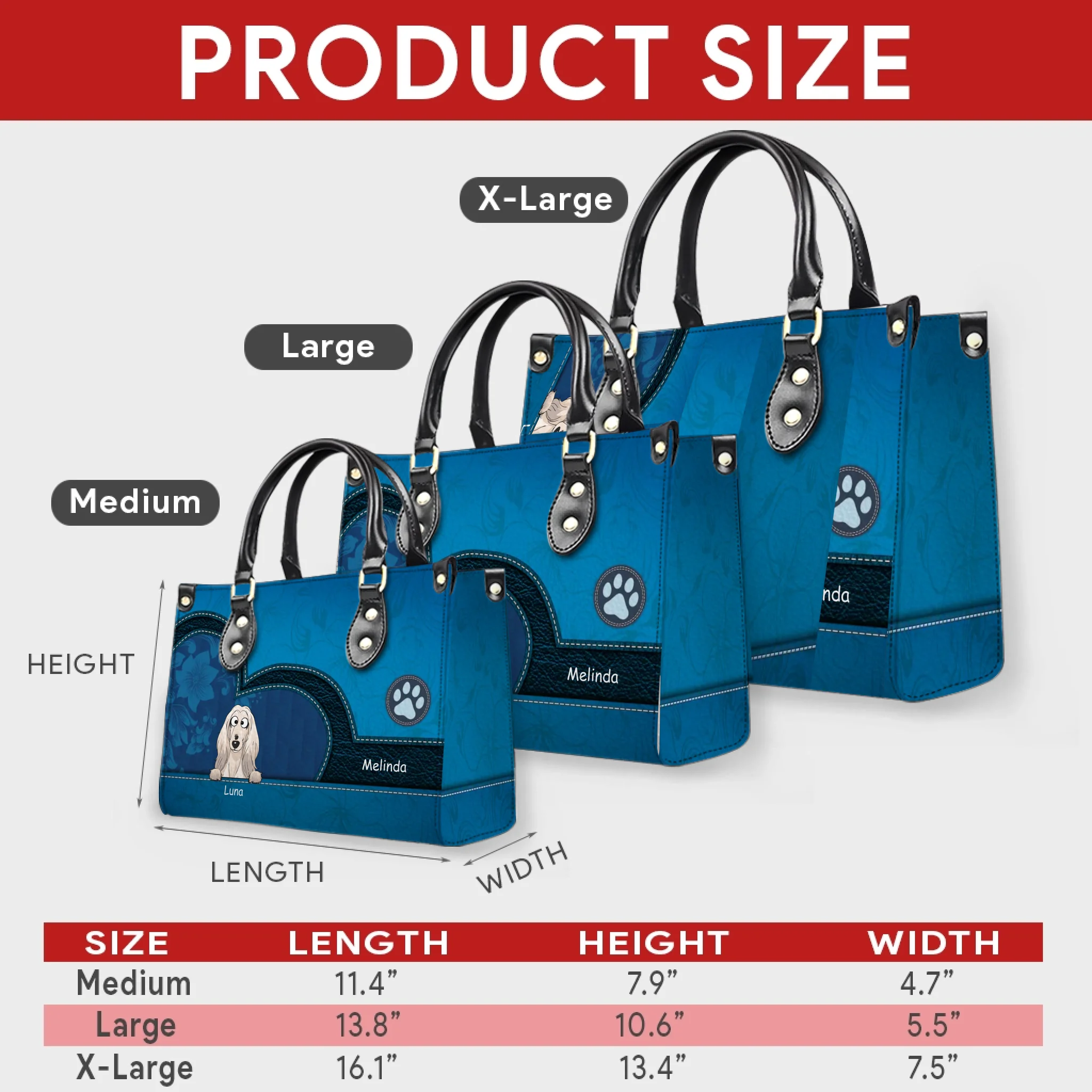 Heart-Shaped Patch & Paw Badge Handbag – Personalized Dog Art & Name - 89Prints