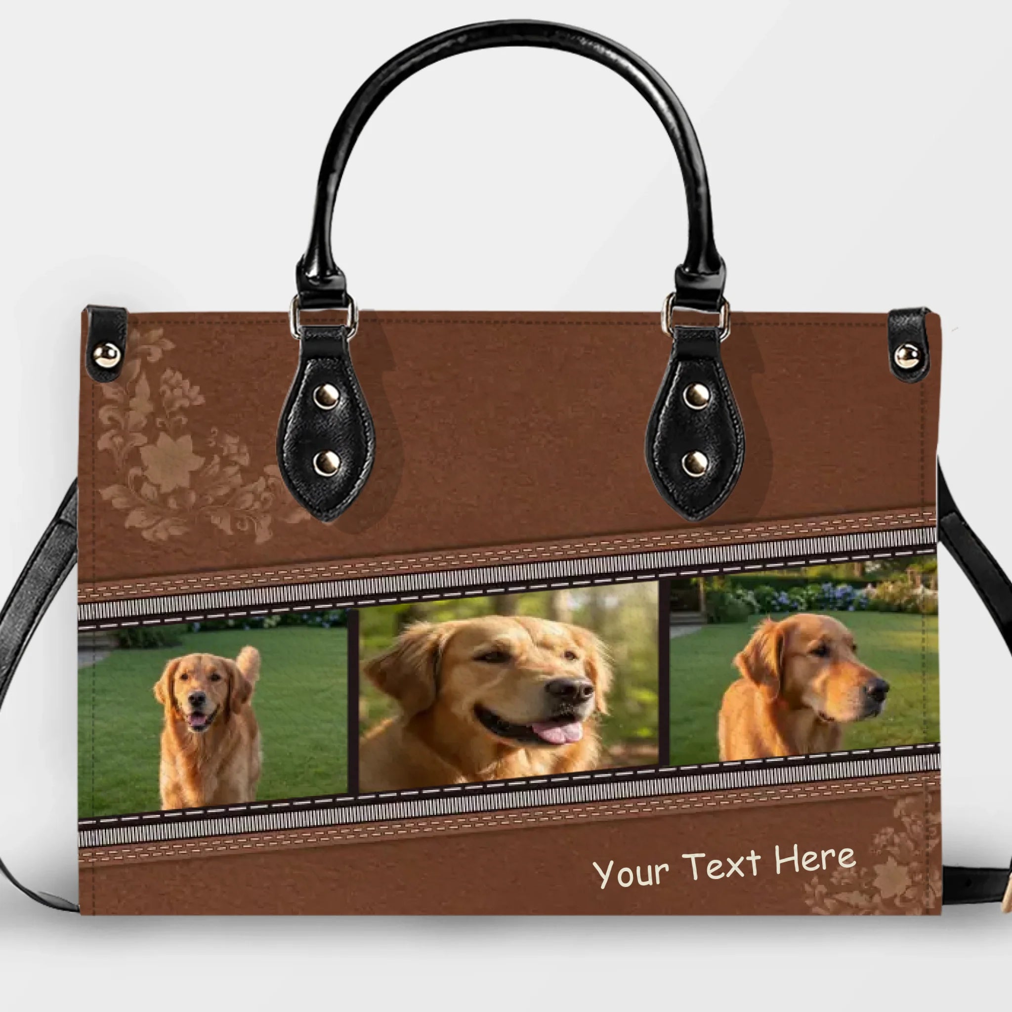 Photo Strip Collage Artwork Handbag – Unique Dog Portrait & Name - 89Prints