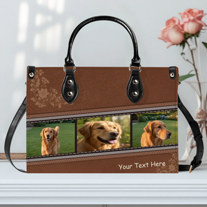 Photo Strip Collage Artwork Handbag – Unique Dog Portrait & Name - 89Prints