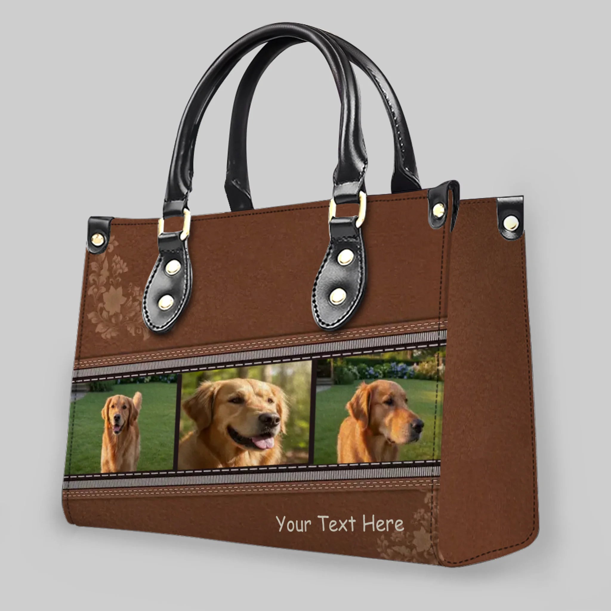Photo Strip Collage Artwork Handbag – Unique Dog Portrait & Name - 89Prints