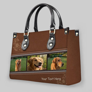 Photo Strip Collage Artwork Handbag – Unique Dog Portrait & Name - 89Prints