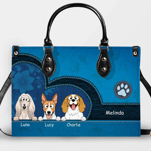 Heart-Shaped Patch & Paw Badge Handbag – Personalized Dog Art & Name - 89Prints