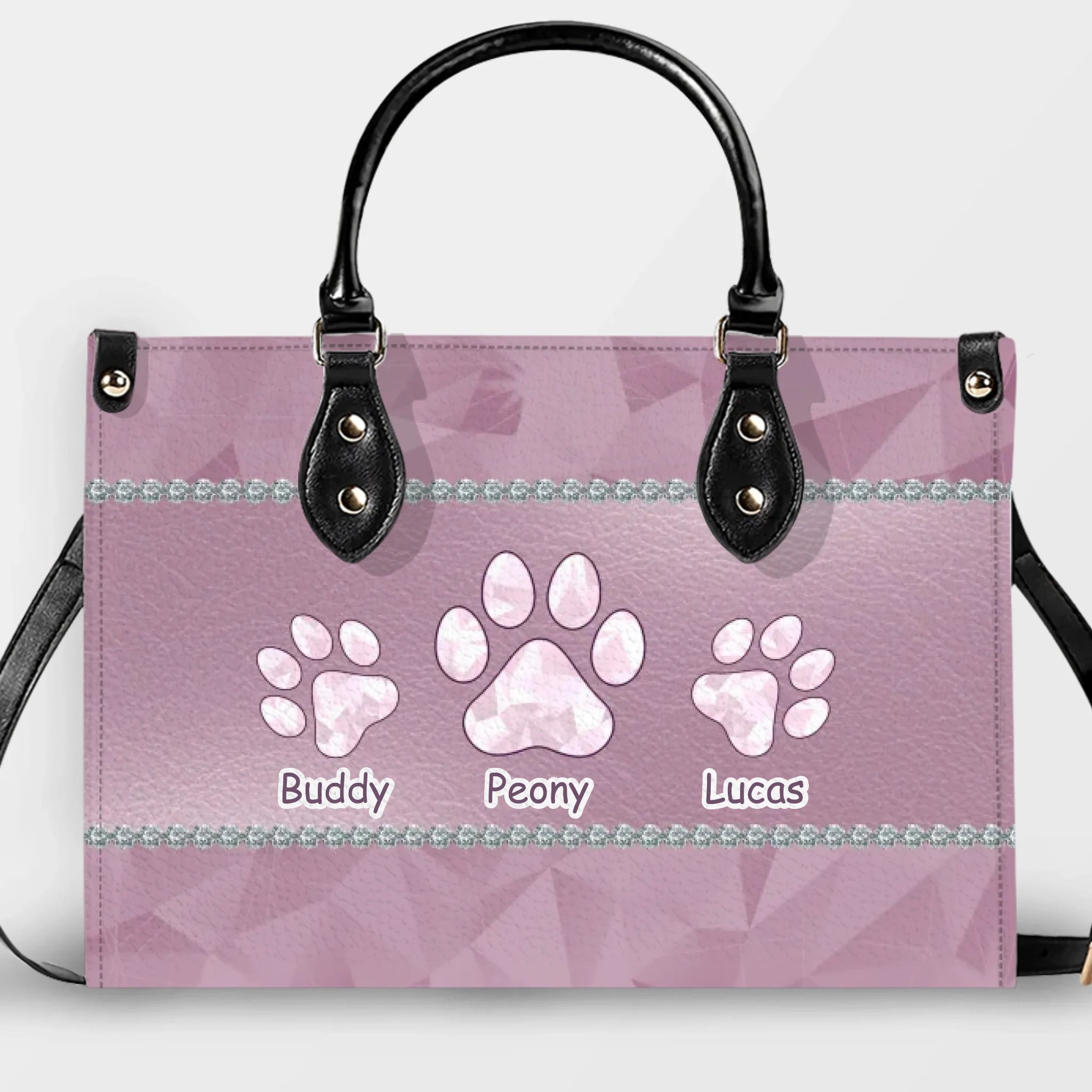 Paw Print Emblem Design Handbag – Custom Name Gift for Dog Enthusiasts - 89Prints